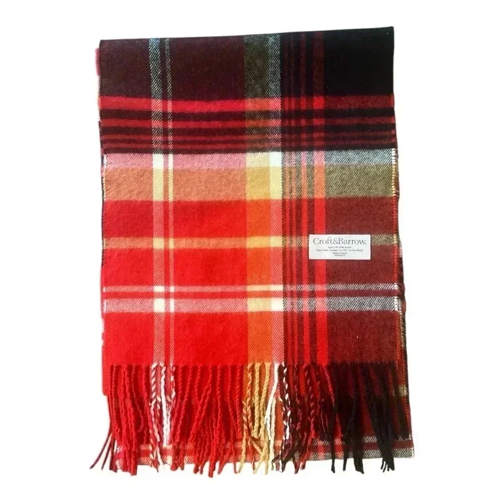Croft and Barrow Plaid Tartan Soft Acrylic Red Black‎ Winter Scarf